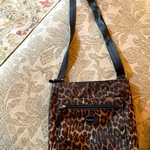 Coach leopard print crossbody nylon purse bag